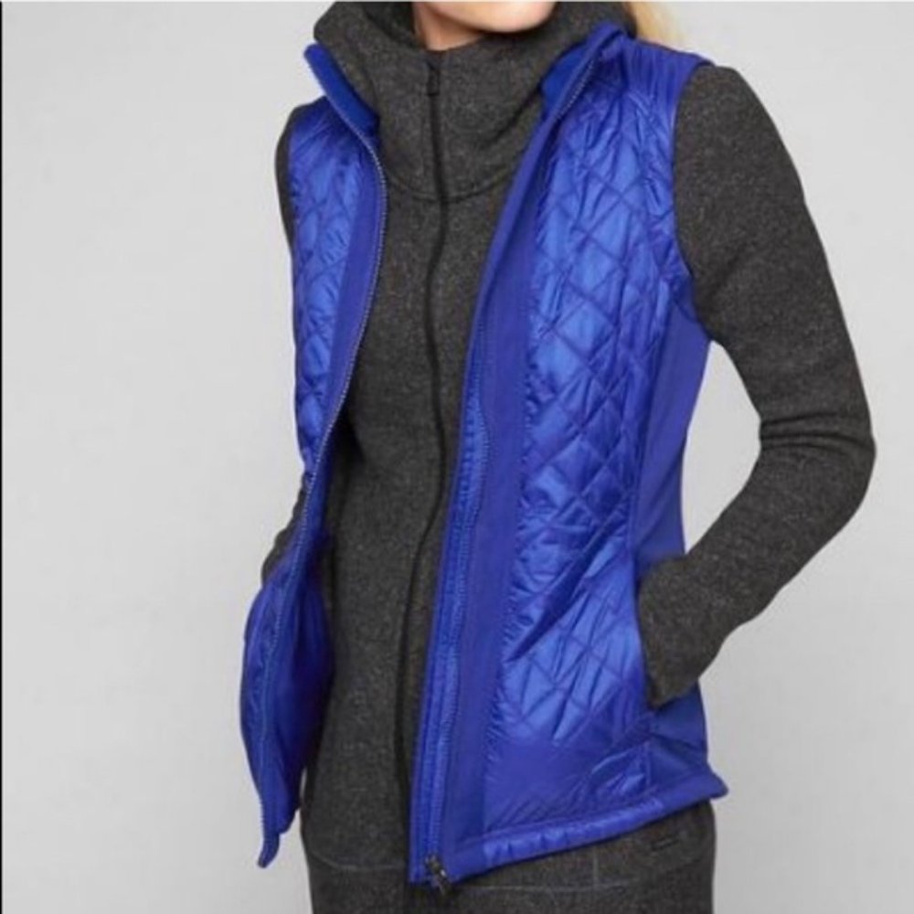 ATHLETA Womens Rock Springs Quilted Packable Vest In Bodega Bay Blue Size Large